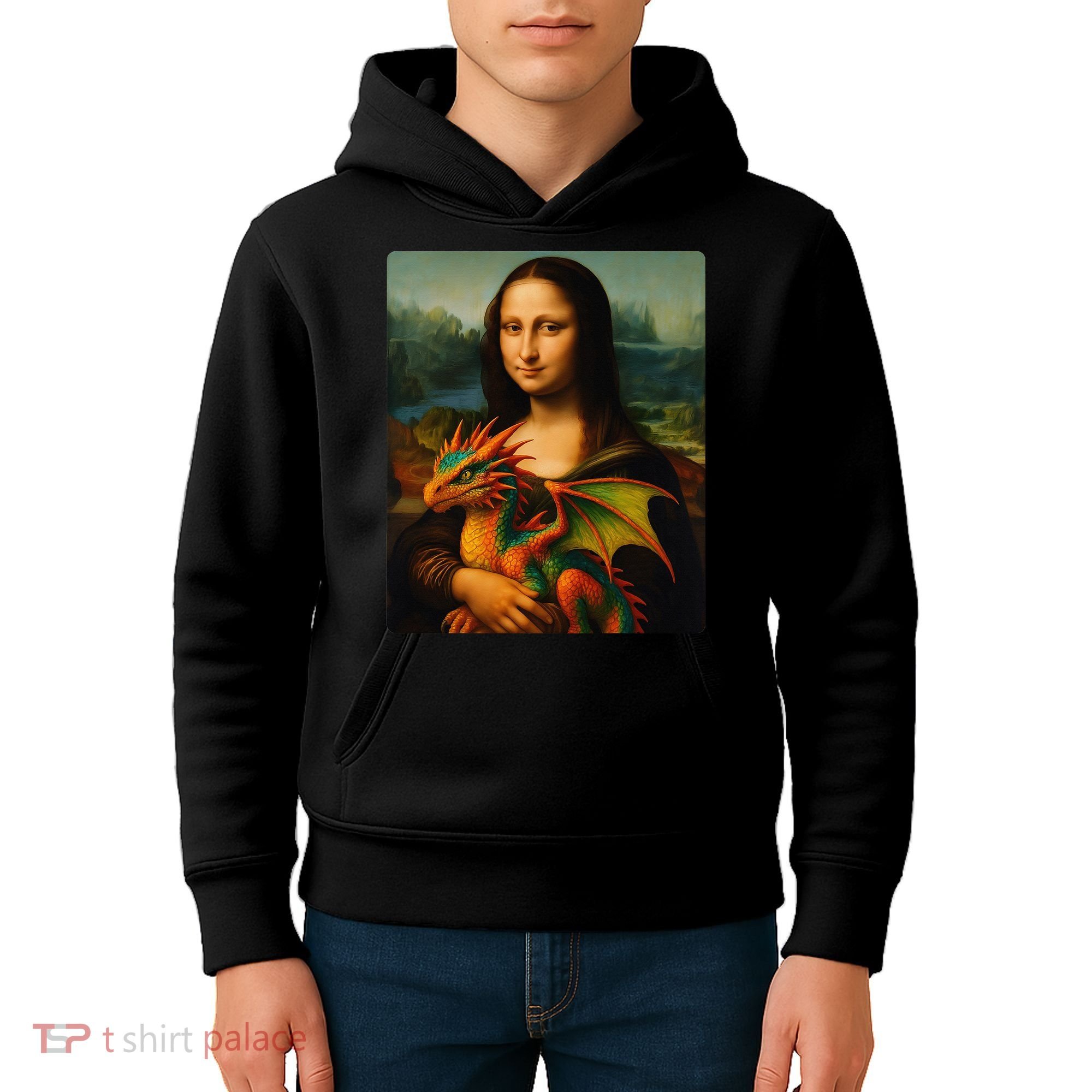 Mona Lisa And Her Pet Dragon Kids Hoodie