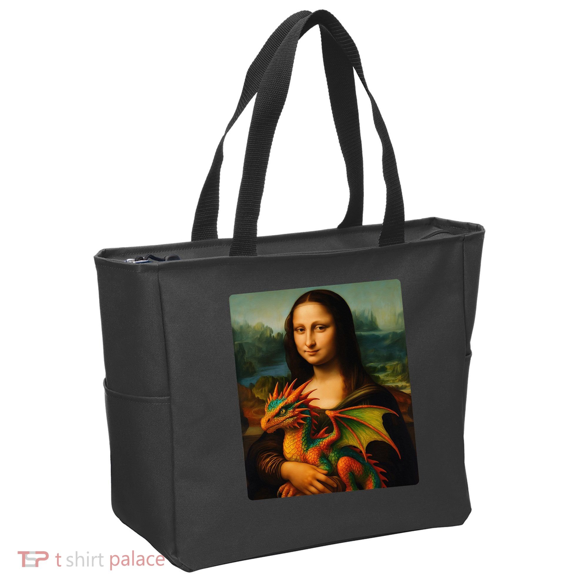 Mona Lisa And Her Pet Dragon Tote Bag