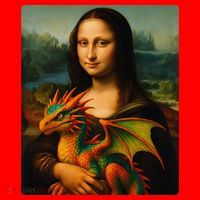 Mona Lisa And Her Pet Dragon Santa Hat thumb 1