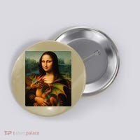 Mona Lisa And Her Pet Dragon Button thumb 0