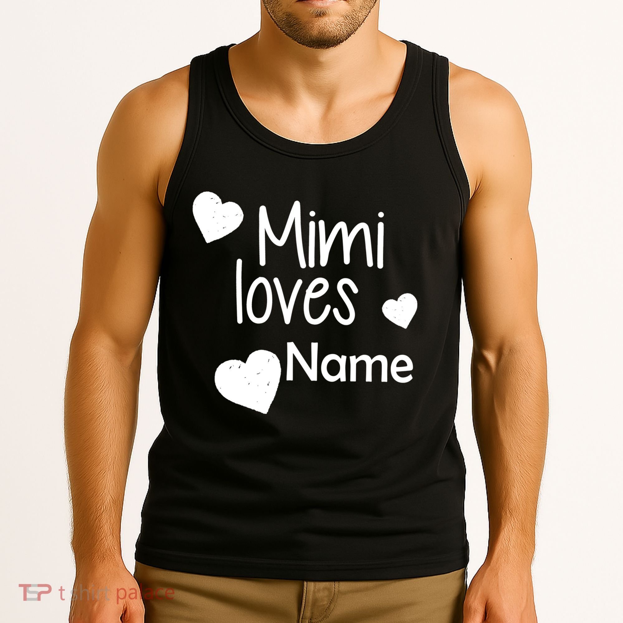 Mimi Loves Custom Text Personalize Name Tank Top