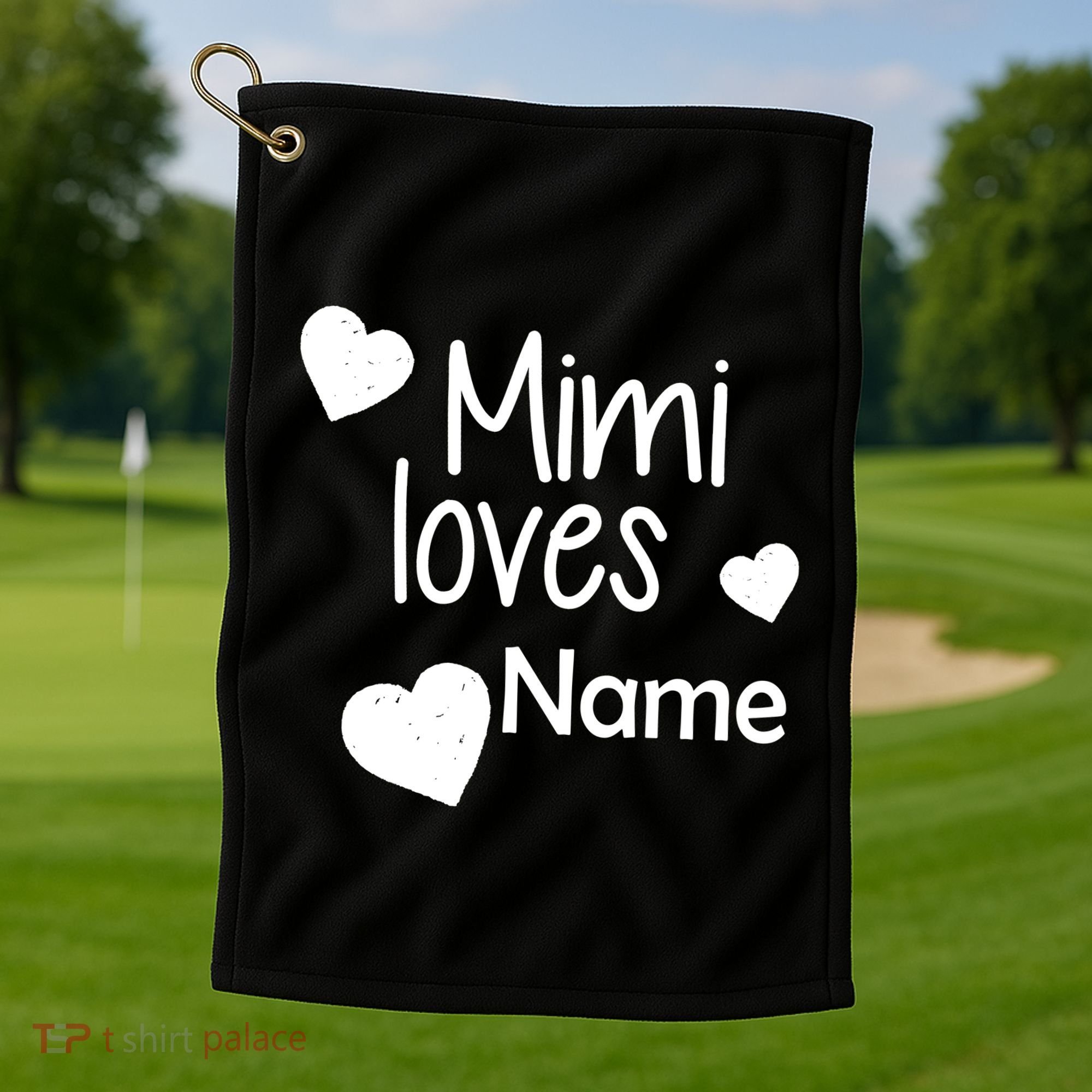 Mimi Loves Custom Text Personalize Name Golf Towel