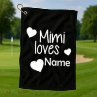 Mimi Loves Custom Text Personalize Name Golf Towel thumb 1