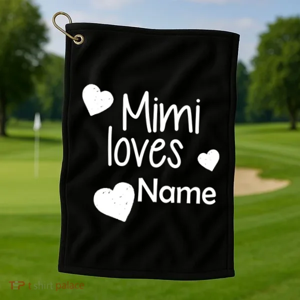 Mimi Loves Custom Text Personalize Name Golf Towel