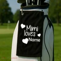 Mimi Loves Custom Text Personalize Name Golf Towel thumb 2