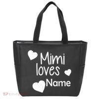Mimi Loves Custom Text Personalize Name Tote Bag thumb 0