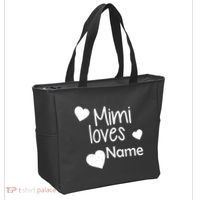 Mimi Loves Custom Text Personalize Name Tote Bag thumb 2