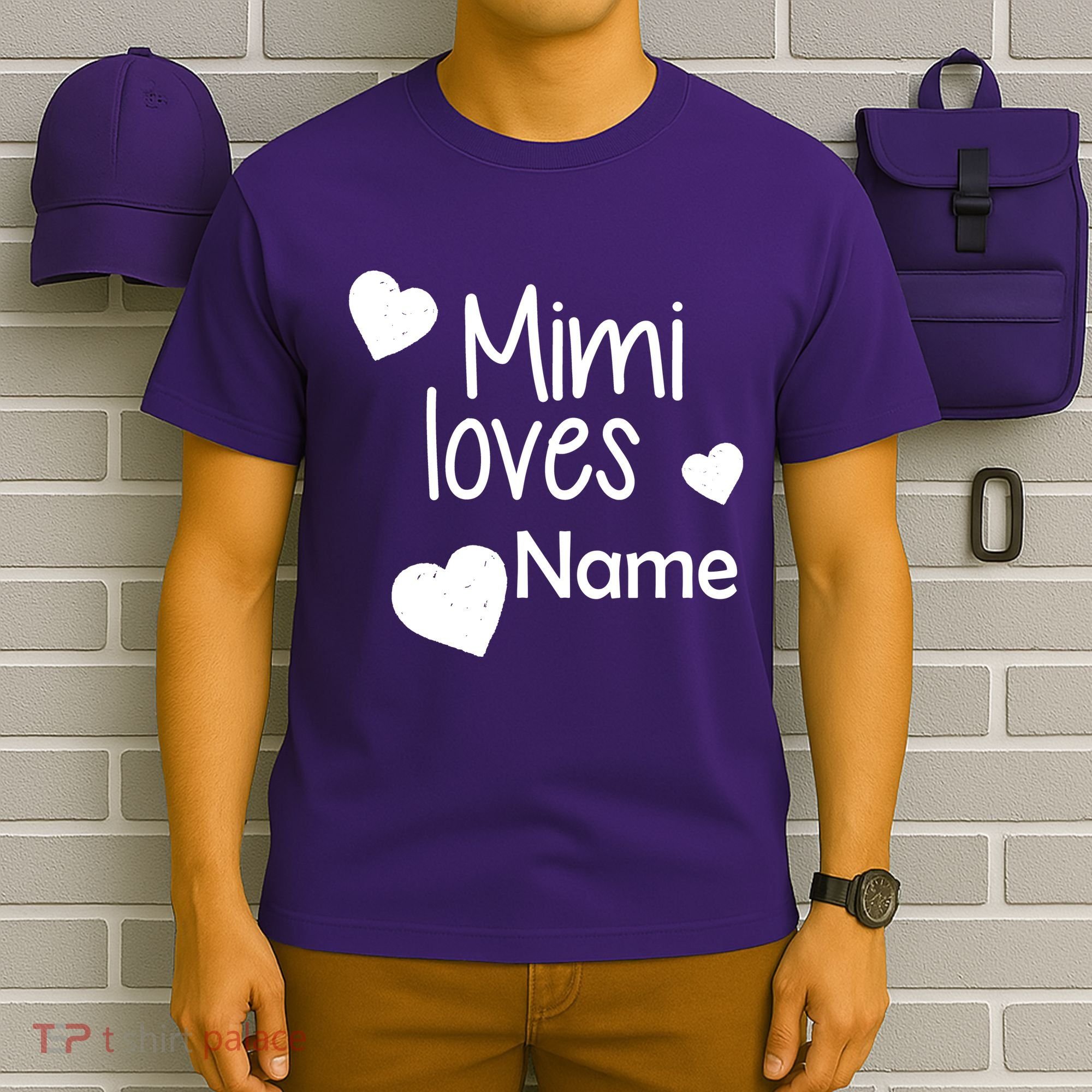 Mimi Loves Custom Text Personalize Name T-Shirt