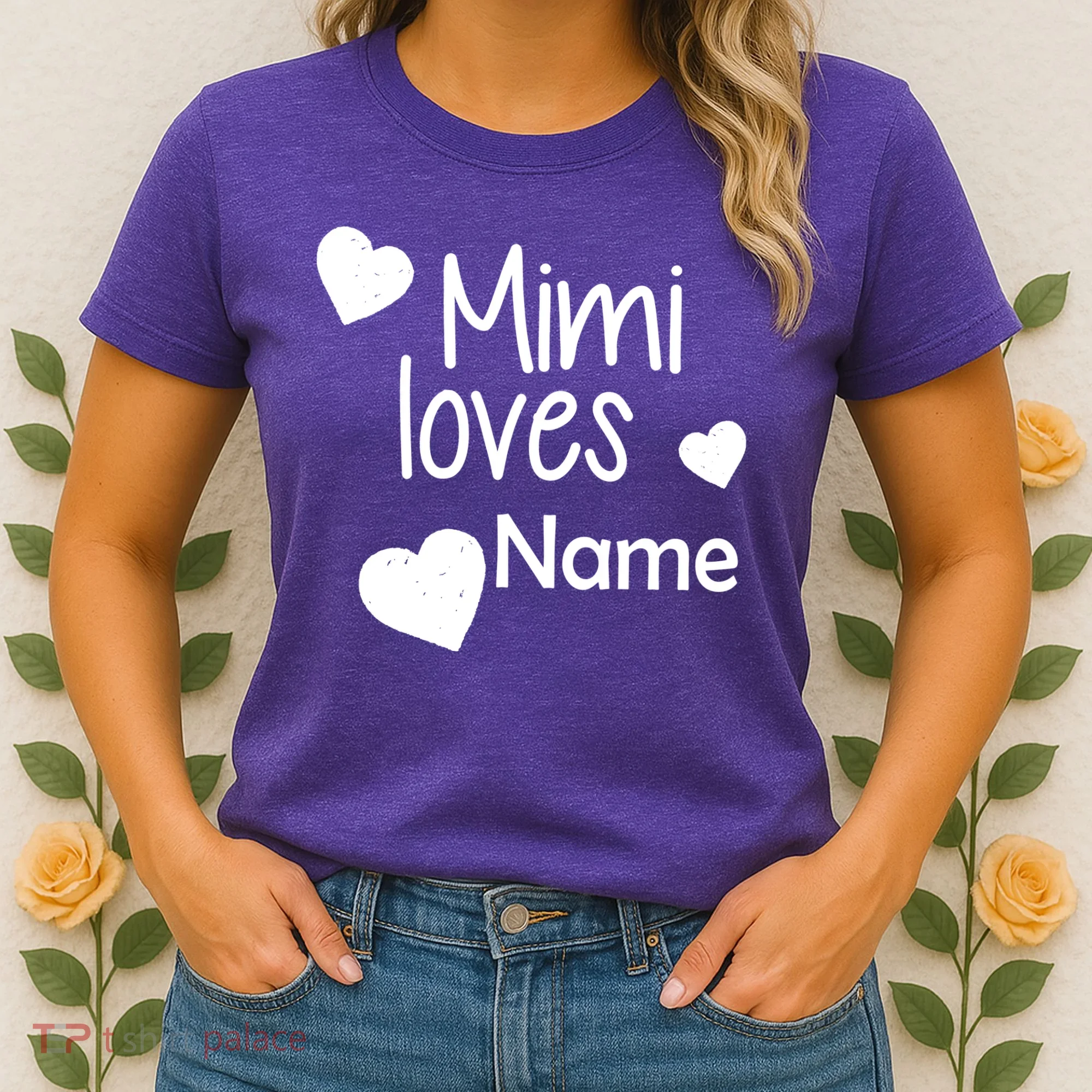 Mimi Loves Custom Text Personalize Name Women's T-Shirt