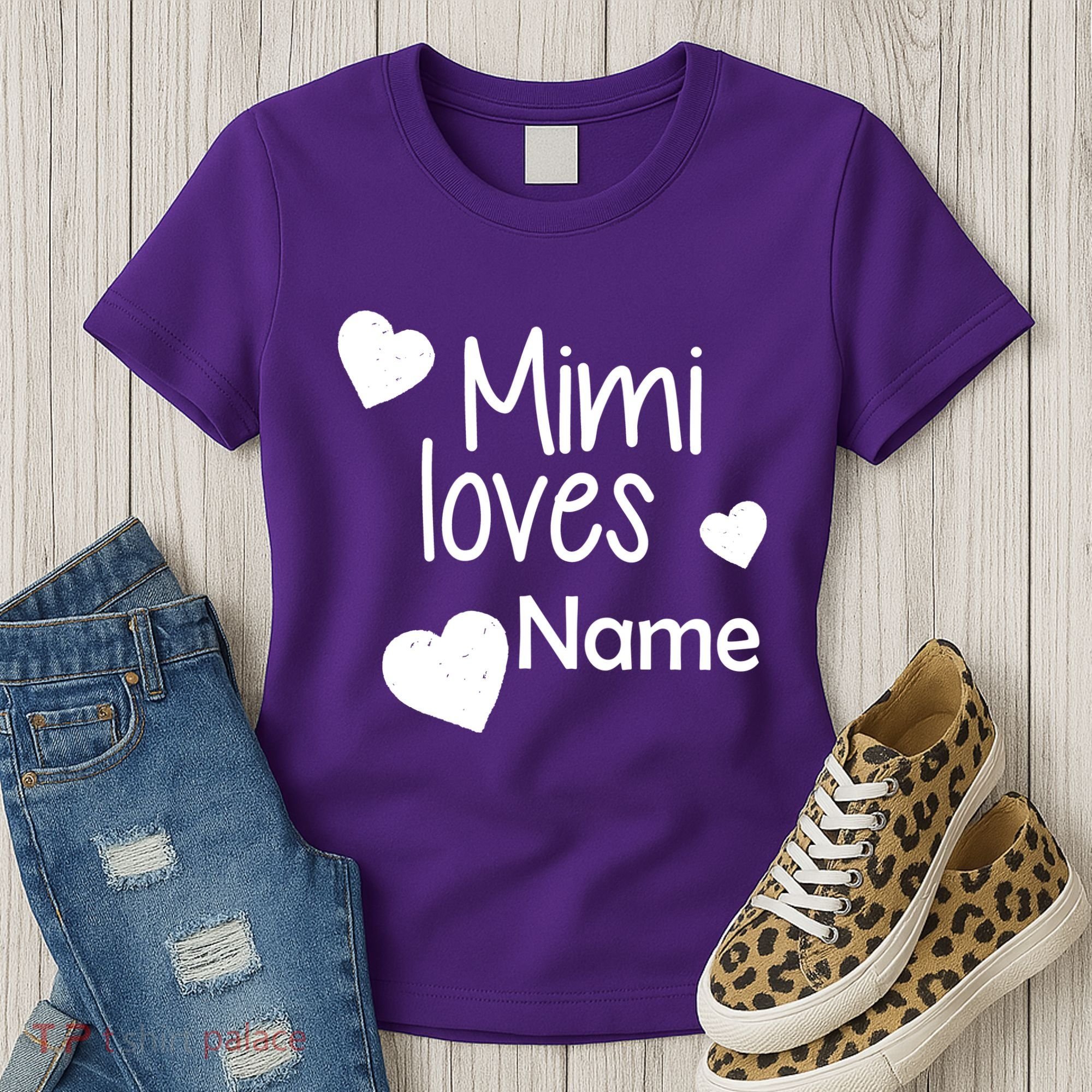 Mimi Loves Custom Text Personalize Name Women's T-Shirt