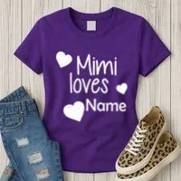 Mimi Loves Custom Text Personalize Name Women's T-Shirt thumb 3