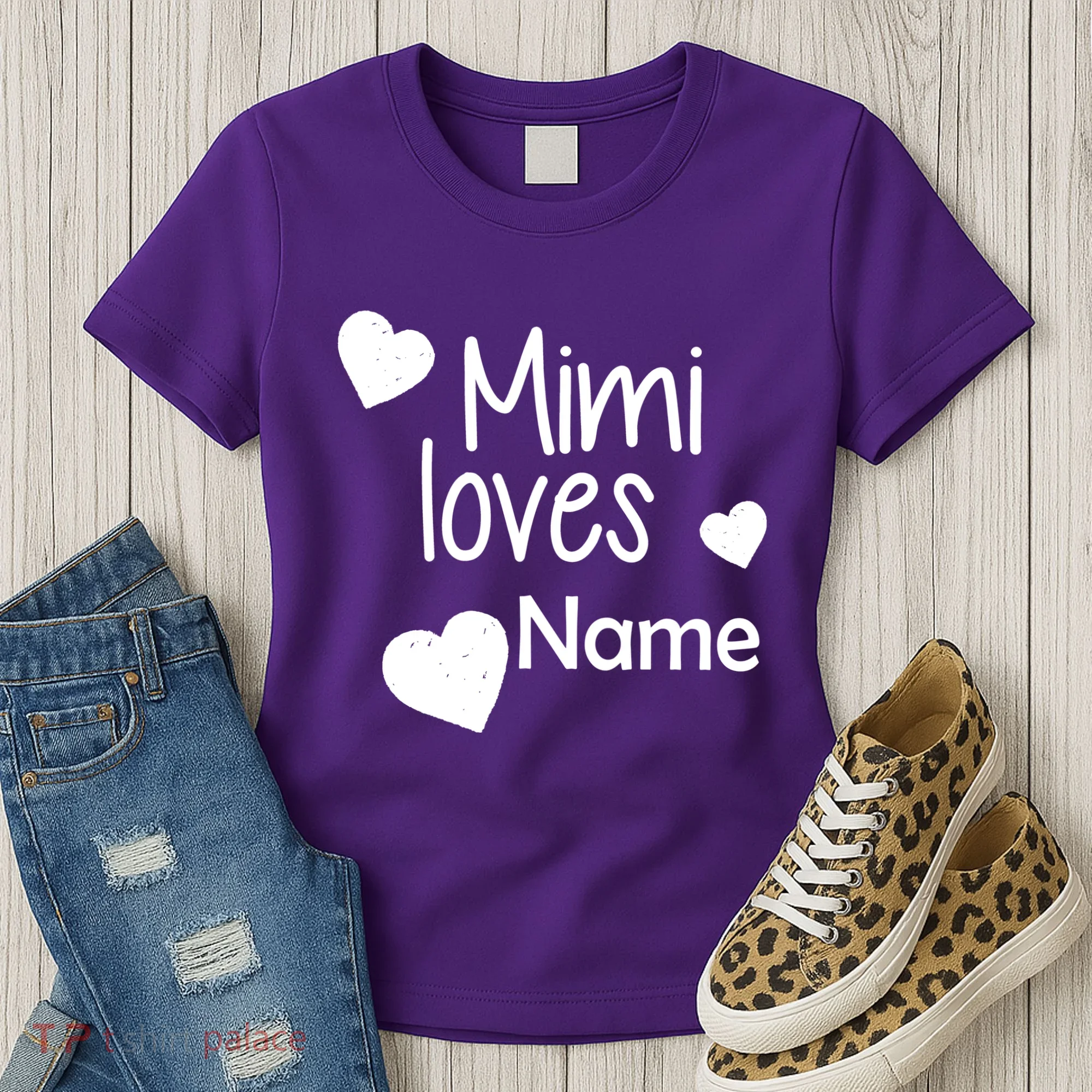 Mimi Loves Custom Text Personalize Name Women's T-Shirt