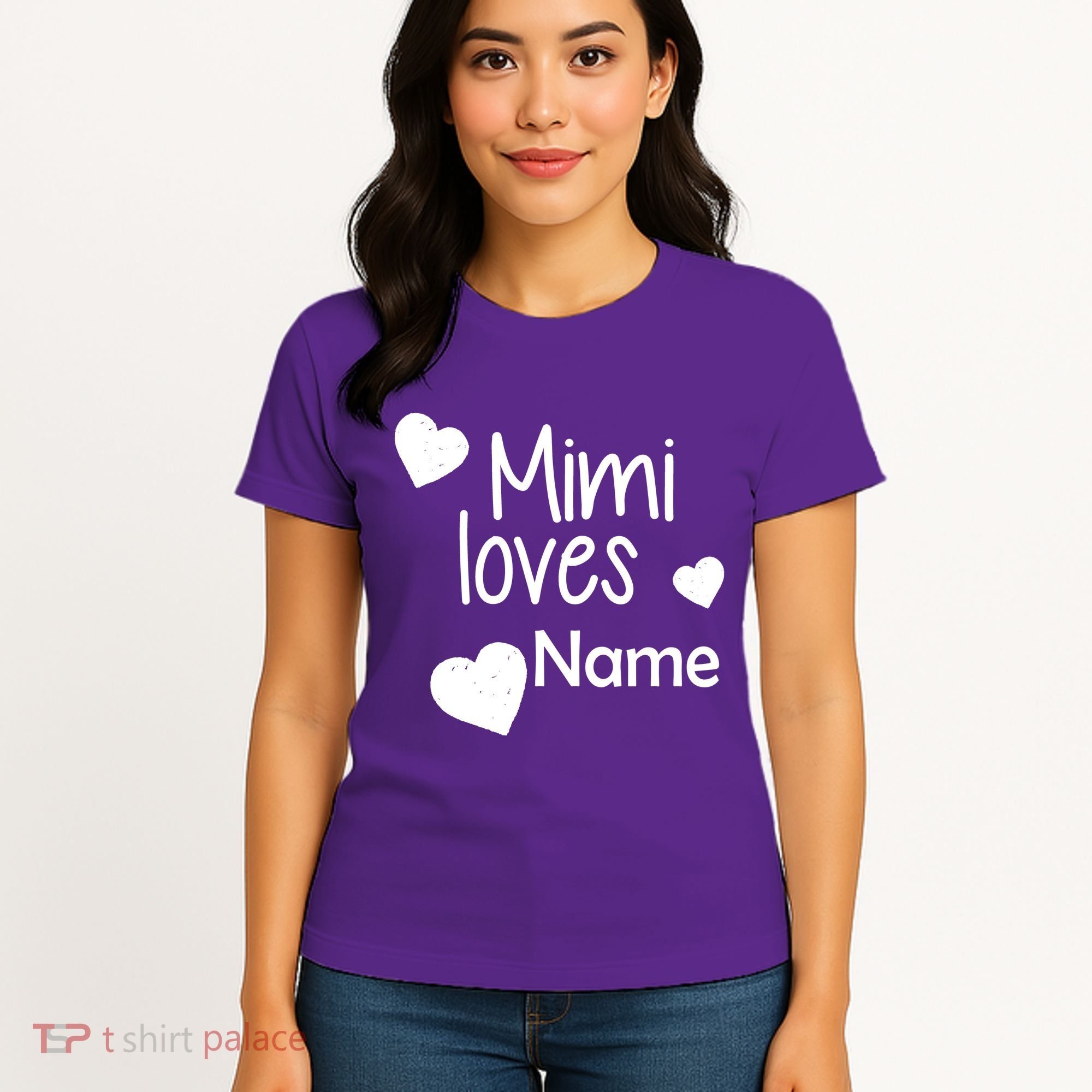 Mimi Loves Custom Text Personalize Name Women's T-Shirt