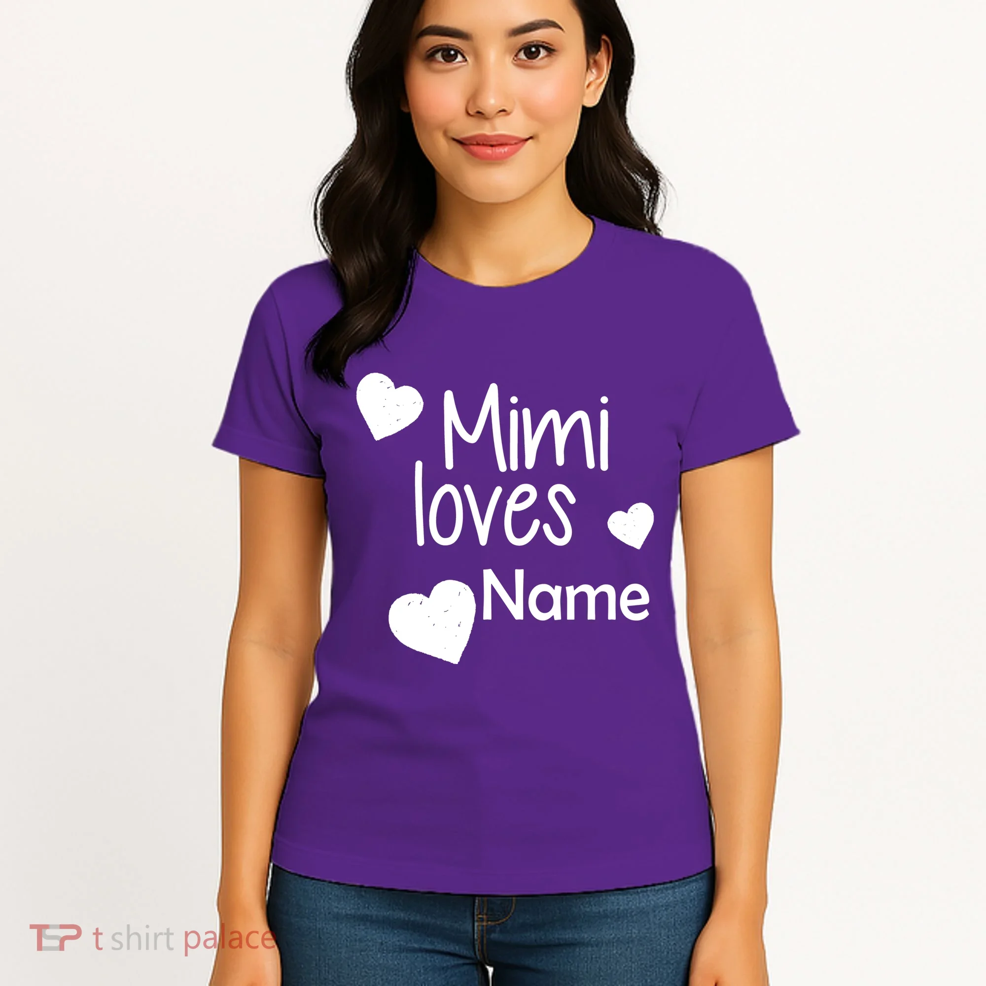 Mimi Loves Custom Text Personalize Name Women's T-Shirt