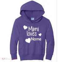 Mimi Loves Custom Text Personalize Name Kids Hoodie thumb 0