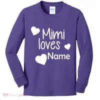Mimi Loves Custom Text Personalize Name Kids Long Sleeve Shirt thumb 0