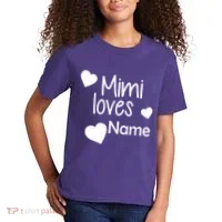 Mimi Loves Custom Text Personalize Name Kids T-Shirt thumb 2