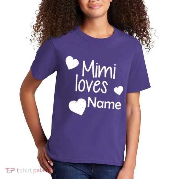 Mimi Loves Custom Text Personalize Name Kids T-Shirt