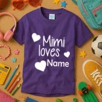 Mimi Loves Custom Text Personalize Name Kids T-Shirt thumb 3
