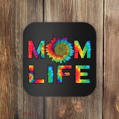 Mom Life Colorful Rainbow Sunflower Coaster