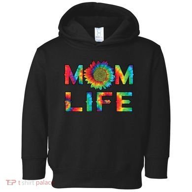 Mom Life Colorful Rainbow Sunflower Toddler Hoodie