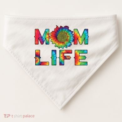 Mom Life Colorful Rainbow Sunflower USA-Made Doggie Bandana