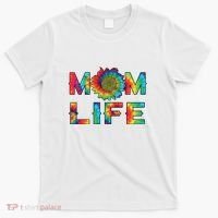 Mom Life Colorful Rainbow Sunflower T-Shirt thumb 0