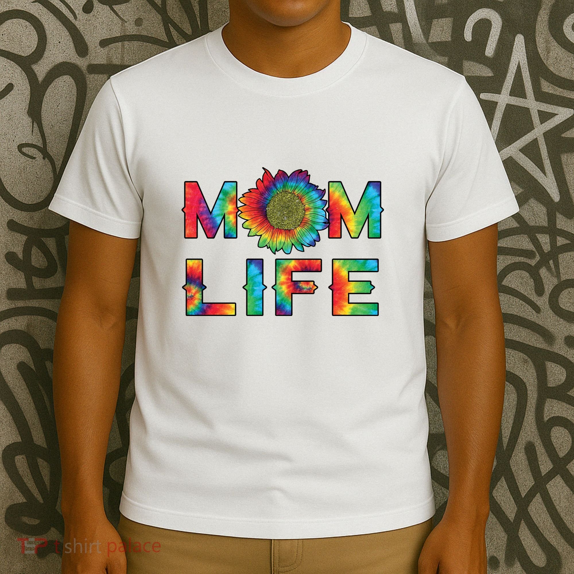 Mom Life Colorful Rainbow Sunflower T-Shirt