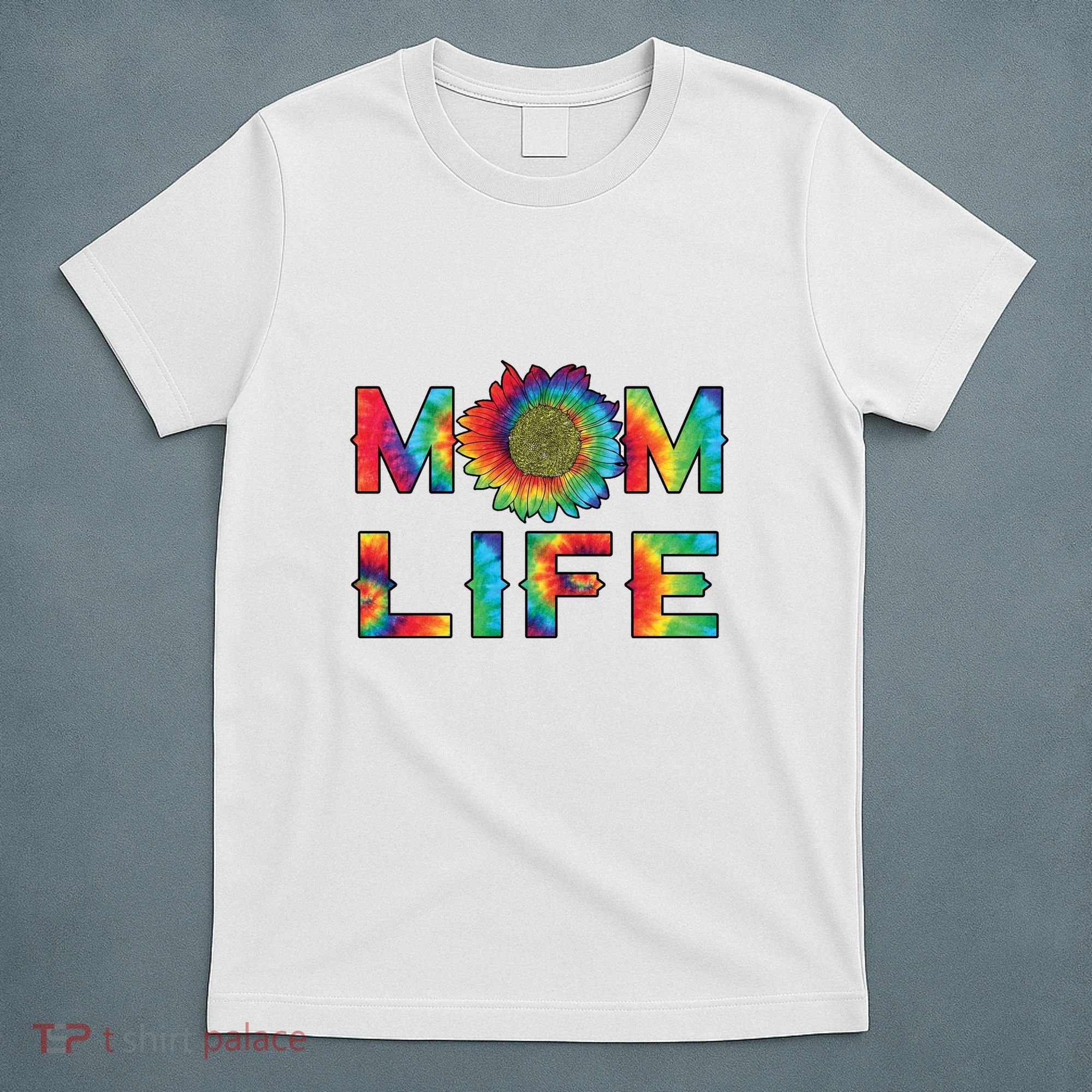 Mom Life Colorful Rainbow Sunflower T-Shirt