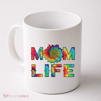 Mom Life Colorful Rainbow Sunflower Coffee Mug