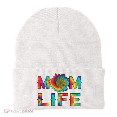 Mom Life Colorful Rainbow Sunflower Beanie