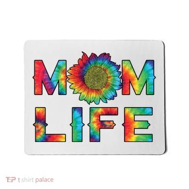 Mom Life Colorful Rainbow Sunflower Mousepad