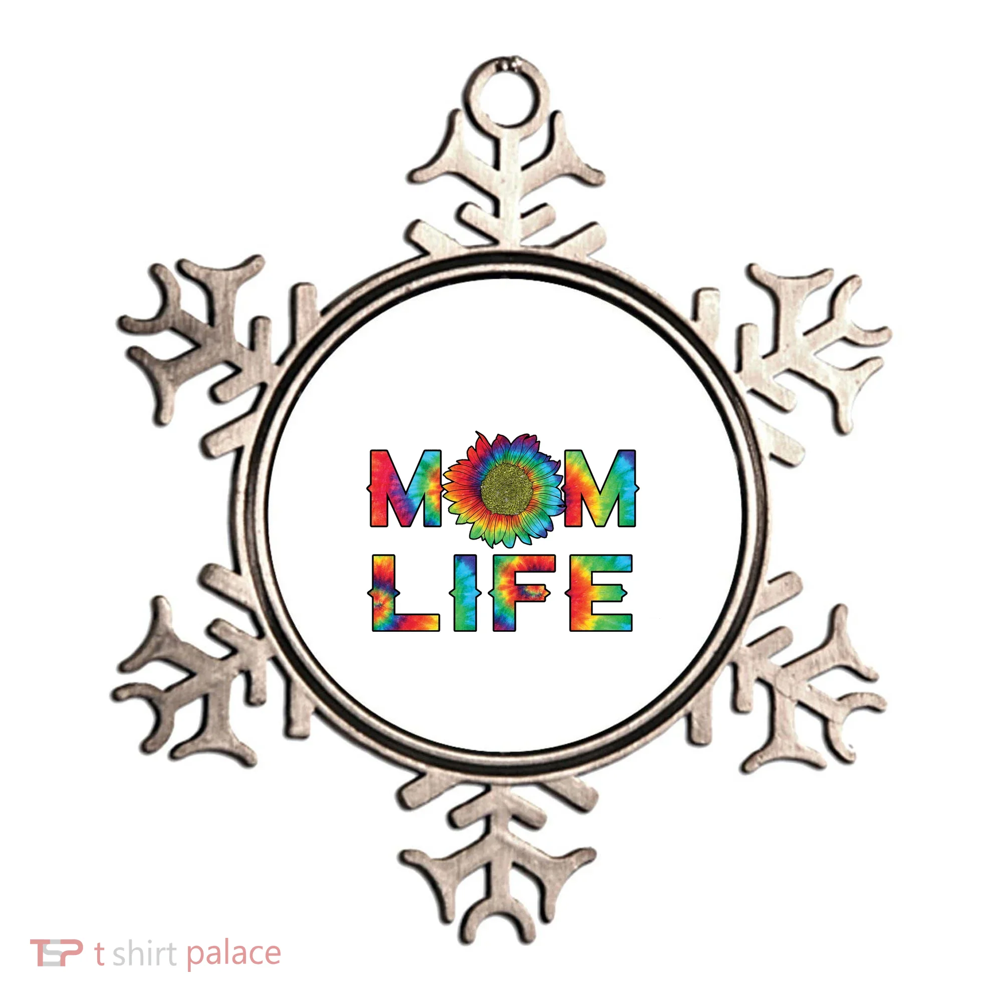 Mom Life Colorful Rainbow Sunflower Ornament