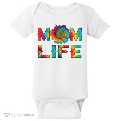 Mom Life Colorful Rainbow Sunflower Baby Bodysuit