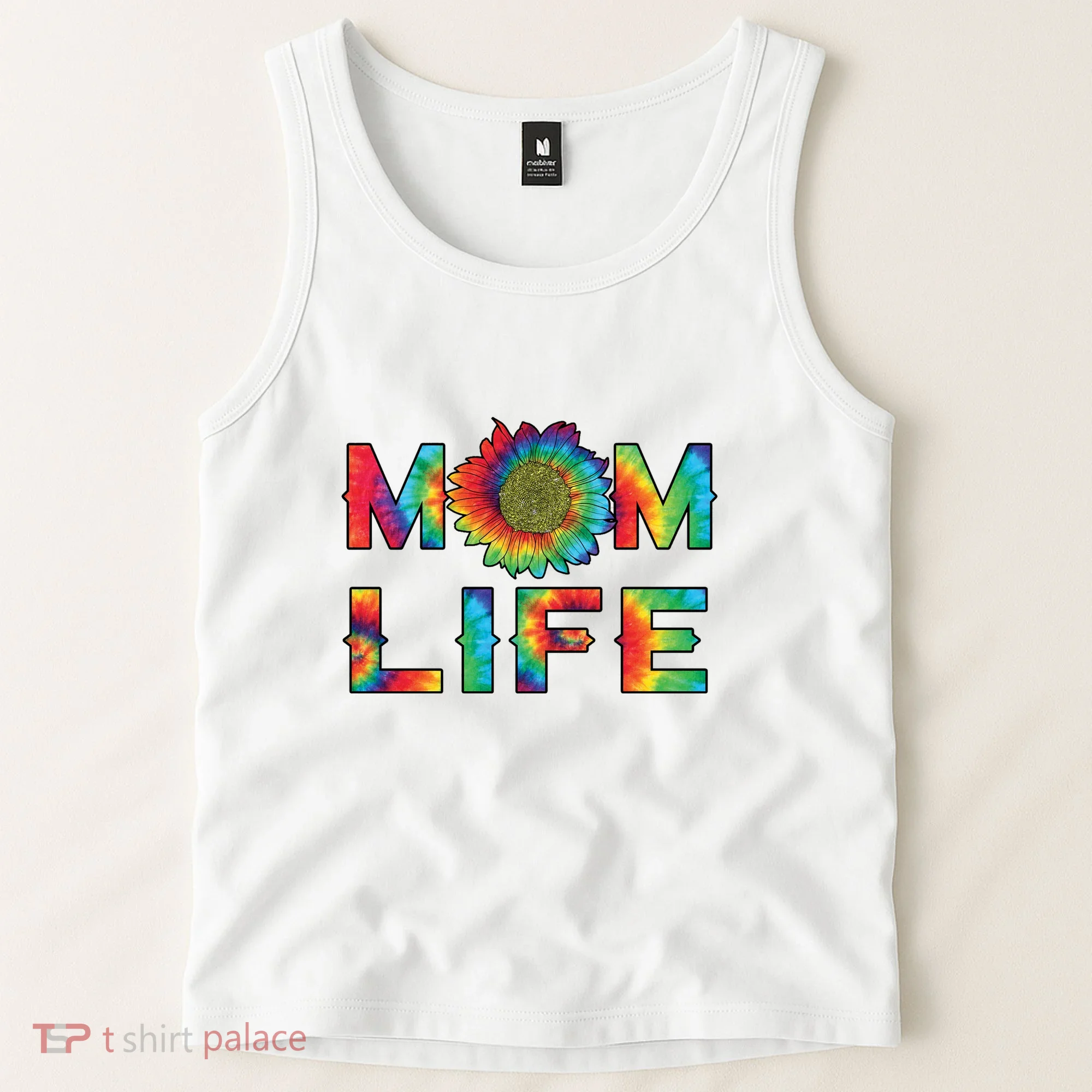Mom Life Colorful Rainbow Sunflower Tank Top