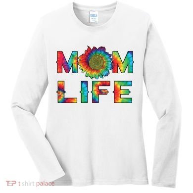 Mom Life Colorful Rainbow Sunflower Women's Long Sleeve Shirt