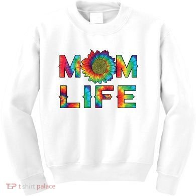 Mom Life Colorful Rainbow Sunflower Kids Sweatshirt