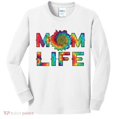 Mom Life Colorful Rainbow Sunflower Kids Long Sleeve Shirt
