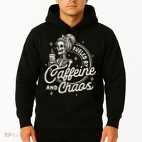 Mom Life Coffee Lover Motherhood Fueled By Caffeine & Chaos Hoodie thumb 2