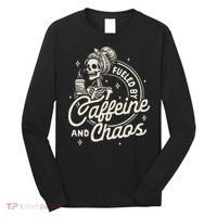 Mom Life Coffee Lover Motherhood Fueled By Caffeine & Chaos Long Sleeve Shirt thumb 0