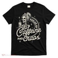 Mom Life Coffee Lover Motherhood Fueled By Caffeine & Chaos T-Shirt thumb 0