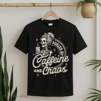 Mom Life Coffee Lover Motherhood Fueled By Caffeine & Chaos T-Shirt thumb 2