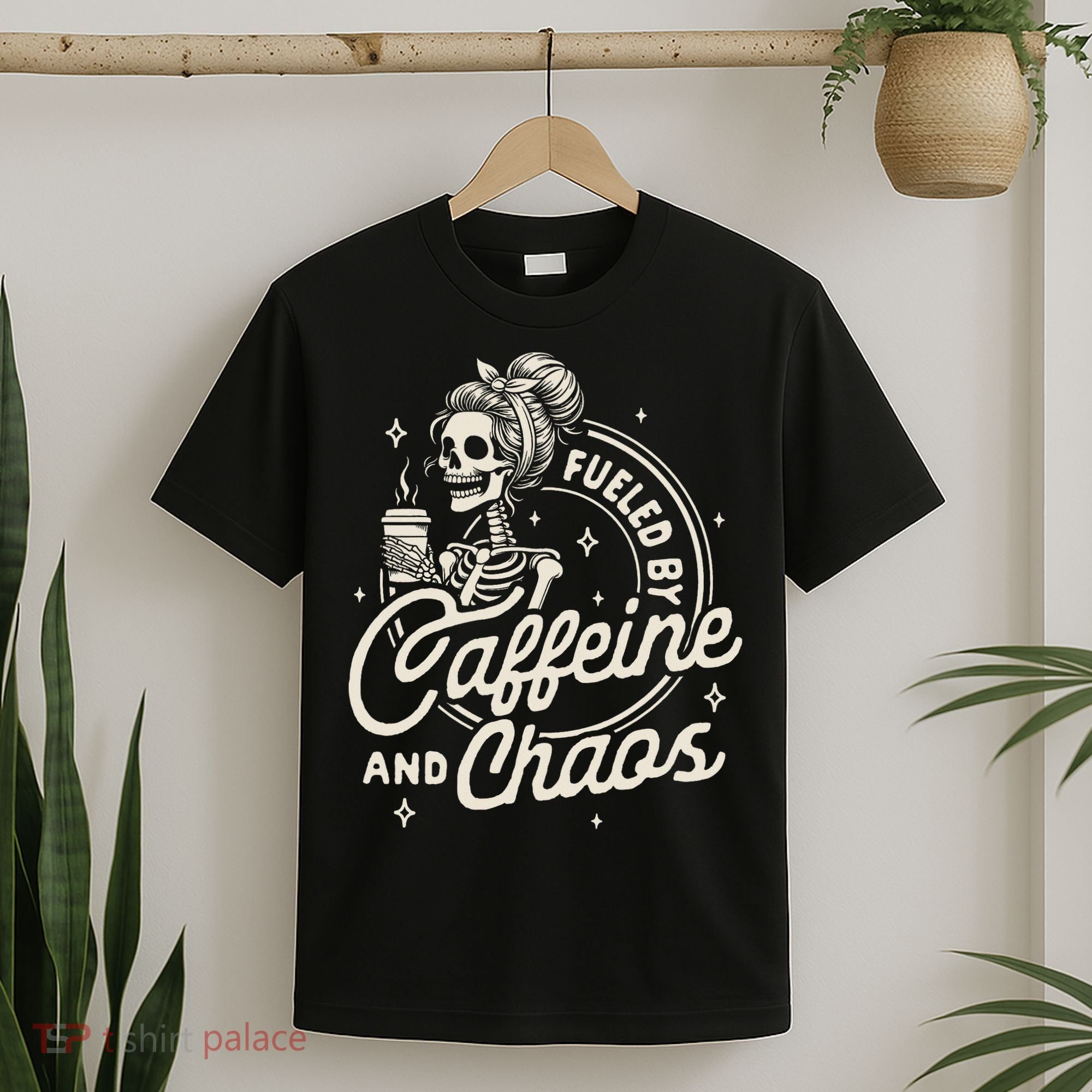 Mom Life Coffee Lover Motherhood Fueled By Caffeine & Chaos T-Shirt