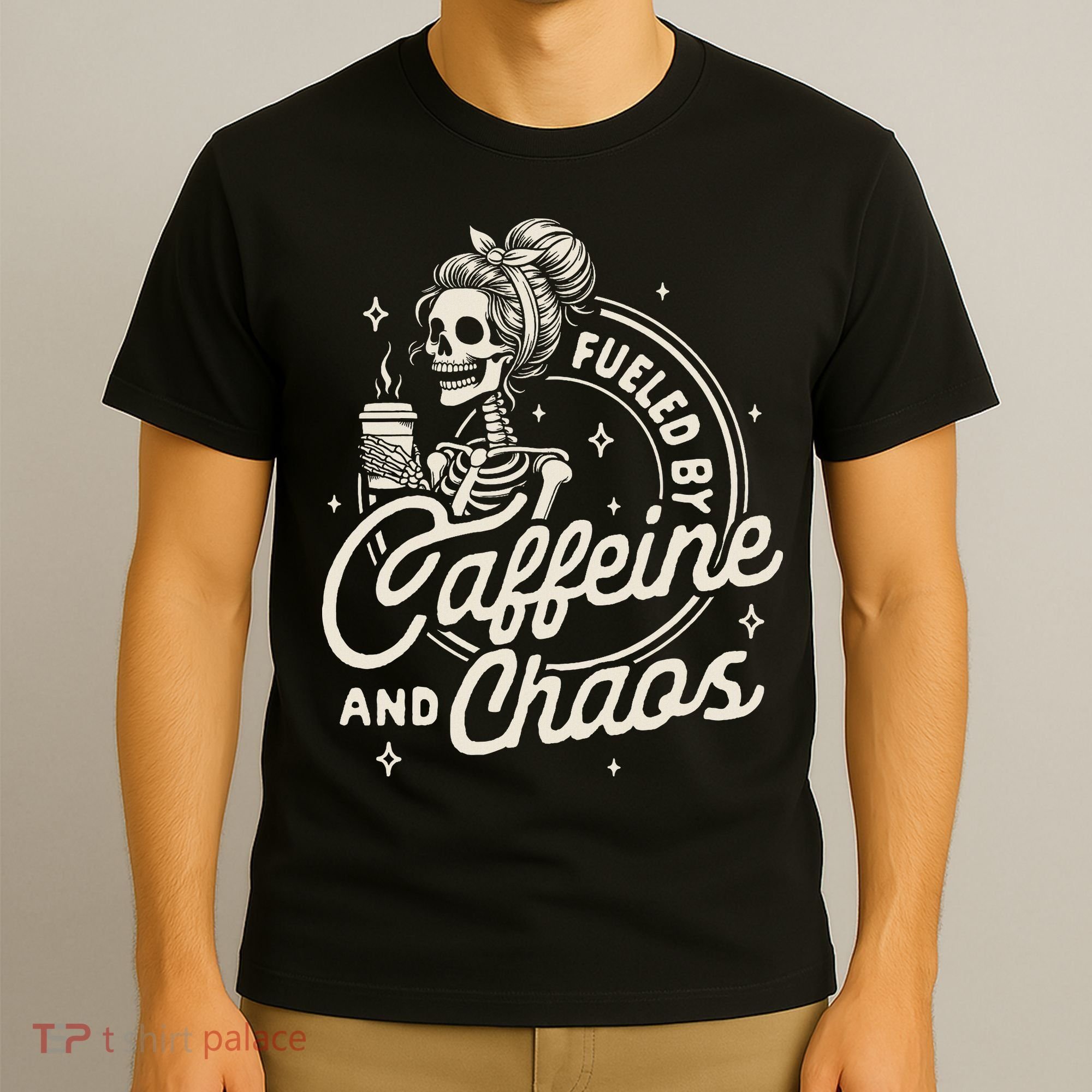 Mom Life Coffee Lover Motherhood Fueled By Caffeine & Chaos T-Shirt