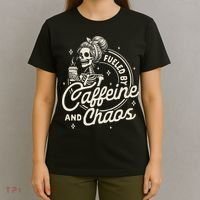 Mom Life Coffee Lover Motherhood Fueled By Caffeine & Chaos T-Shirt thumb 4