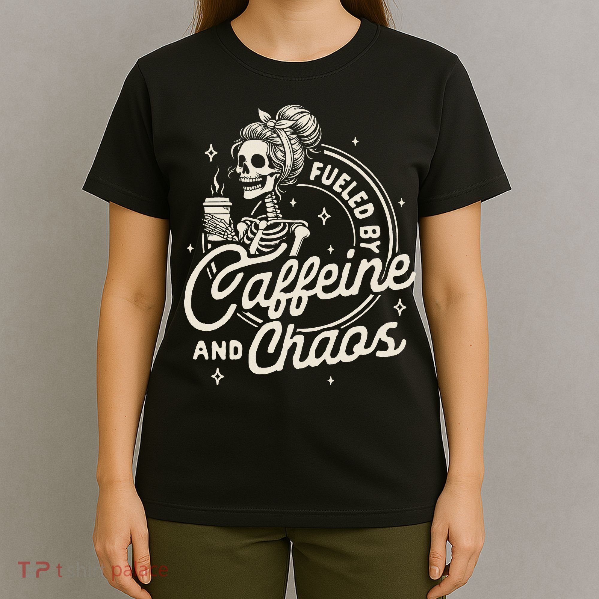 Mom Life Coffee Lover Motherhood Fueled By Caffeine & Chaos T-Shirt