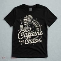 Mom Life Coffee Lover Motherhood Fueled By Caffeine & Chaos T-Shirt thumb 5