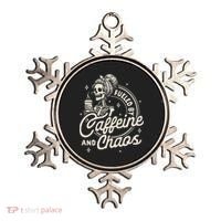 Mom Life Coffee Lover Motherhood Fueled By Caffeine & Chaos Ornament thumb 0