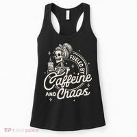 Mom Life Coffee Lover Motherhood Fueled By Caffeine & Chaos Women's Tank Top thumb 0