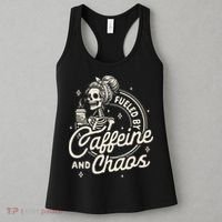 Mom Life Coffee Lover Motherhood Fueled By Caffeine & Chaos Women's Tank Top thumb 3